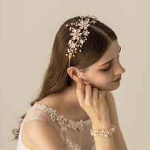 SLBRIDAL Crystals Rhinestones Pearls Flower Leaf Wedding Tiara Headband Bridal Pageant Crown Hair accessories Bridesmaids 2024 - buy cheap