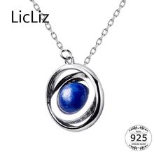 LicLiz 925 Sterling Silver Dark Blue Lapis Pendant Necklace for Women Small Round Ball Planet Jewelry Multi Layer Loops LN0413 2024 - buy cheap