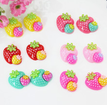 250pcs polka dots 20x18x6mm Strawberry Resin Cabochons Fruit Flat Back, Kawaii Cabochons, Decoden Supplies double strawberries 2024 - buy cheap