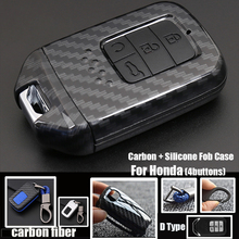 carbon key case bag For Honda Accord Civic Crv City Jazz Holder Shell Protector 4 Button Silicone Remote Car Key Case Fob Cover 2024 - buy cheap