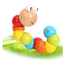 Colorful Wooden Toys Cute Insert Puzzle Kids Bady Educational Science Twisting Worm Toys Children's Birthday Gifts 2024 - buy cheap