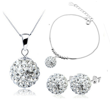Sets for Women Sterling Silver 925  Trio Set  Necklace + Earring+Bracelet Solid Silver Christmas Gift 2024 - buy cheap
