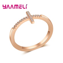 New Design Jesus Cross Rose Gold Color Rings For Women Luxury Jewelry Engagement Ring Female 925 Sterling Silver Religious Ring 2024 - buy cheap