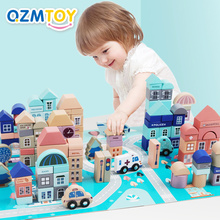 133 Pcs Geometric Shapes Assembled Building City Scenes Wooden Blocks Toy Kids Early Educational Toys For Children Birthday Gift 2024 - buy cheap