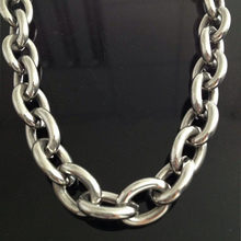 Collar de cadena de eslabones cubanos de acero inoxidable, joyería pesada, 316L, 7-40 ", 14MM, color plateado, óvalo único 2024 - compra barato