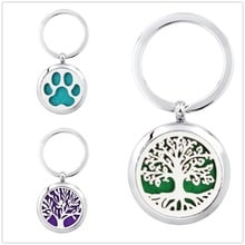 Tree of life Lotus flower key ring essential oil aromatherapy diffusion diffuser locket with 30mm ring DIY jewelry Free 5pads 2024 - buy cheap