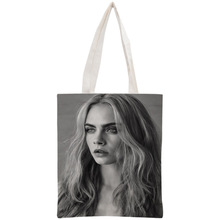 Custom Cara Delevingne Tote Bag Reusable Handbag Women Shoulder Foldable Cotton Canvas Shopping Bags 2024 - buy cheap