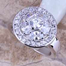 Изумительный Белый CZ посеребренное кольцо Размер 6/7/8/9 R0244 2024 - купить недорого