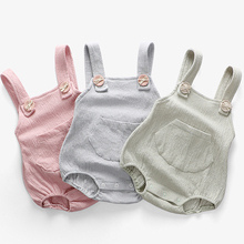 Baby Clothes Baby Girl Boy Cotton&Linen Romper Solid Color Suspender Overalls Infant Jumpsuit 3M-24M 2024 - buy cheap