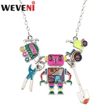 WEVENI Statement Enamel Alloy Novelty Robot Necklaces Pendants Choker Chain Fashion Jewelry Gift For Women Girl Teen Accessories 2024 - buy cheap