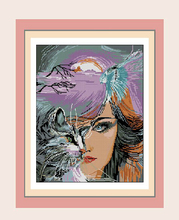 FREE Shipping Top Quality popular counted cross stitch kitty girl, cat girl cross stitch kit PAT 41115 2024 - buy cheap