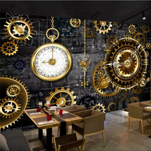 Wellyu-Reloj de pared 3D tridimensional europeo y americano, engranaje dorado, mural de fondo, gran mural, papel verde 2024 - compra barato