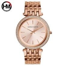 Hannah Martin Luxury Quartz Women Watches Rose Gold Waterproof Dress Ladies Watch Stainless Steel Bracelet Watch Women Relogios 2024 - buy cheap