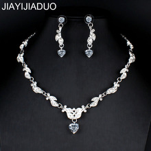 Conjunto de joias tridimensional de prata, joias clássicas em forma de coração e zircônia, colar brincos para mulheres, joias de dama de honra 2024 - compre barato