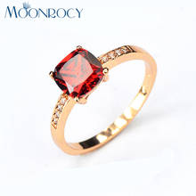 MOONROCY Drop Shipping Fashion Jewelry Wedding Rings Rose Gold Color Cubic Zirconia Austrian Red Purple Crystal Rings for Women 2024 - buy cheap