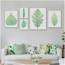 New Arrival Nordic Decorative Wall Pictures for Living Room Fresh Green Leaves Wall Art Canvas Painting Garden Decoration 2024 - buy cheap