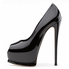 Hot Selling Black Patent Leather Pumps Women Shoes Peep Toe Stiletto High Heels Platform Women Pumps Slip-on Ladies Dress Shoes 2024 - buy cheap