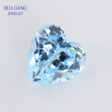 5A Light Sea Blue Heart Shape Cubic Zirconia Brilliant Cut Loose CZ Stone Synthetic Gems Beads For Jewelry 3x3-12x12mm 2024 - buy cheap