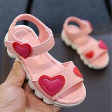 Sandalias de Punta abierta para niños y niñas, zapatos informales con corazón de amor, sandalias de playa blancas y rosas, 2019 2024 - compra barato