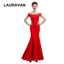 Vestido de noche de encaje de sirena para mujer, elegante, largo, a la moda, rojo, negro, marfil, 2020 2024 - compra barato
