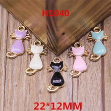 New Arrival 50PCS Assorted Color Oil Drop Animal Cat DIY Jewelry Floating Charm Pendant Gold Tone Alloy Necklace Pendant Craft 2024 - buy cheap