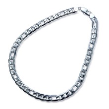 Посеребренные 12 мм Мужские Фигаро цепи ожерелья 22 дюйма, 24 дюйма, 26 дюймов, высокое качество цепочка на шею для мужчин, женщин 2024 - купить недорого