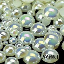 Free Shipping 8mm Ivory AB Color Craft ABS Resin Flatback Half Round Pearls Flatback Scrapbook Beads DIY Nails(200Pcs/lot) 2024 - buy cheap