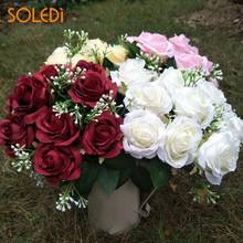 12 глав элегантный полезно Искусственные цветы Моделирование розы Букет невесты украшения ручной работы 2024 - купить недорого