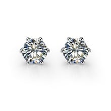 SONA-pendientes de seis puntas de corte redondo para mujer, aretes de diamante simulados, regalo de aniversario de boda, 2 CT/pieza 2024 - compra barato