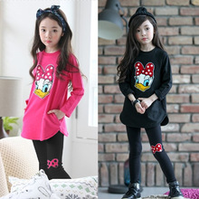 Retail!3-7 yrs,children clothes,baby girls spring autumn cartoon mickey long sleeve t-shirt+pants 2 pcs suit,free shipping 2024 - buy cheap