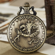 Relógio retrô world of warcraft, relógio de bolso de quartzo para homens e mulheres, caçador completo, correntes com pingente de colar 2024 - compre barato