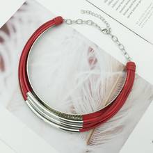Female Metal Choker Necklaces Multilayer Copper Pipe Chain Statement Necklace Ethnic Bohemian Punk Jewelry Wholesale 2024 - buy cheap