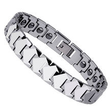 New Fashion White Tungsten Bracelets Magnetic Stone Shiny Silver Tones 10mm Width For Man Length 18.5/19.5/21 Free Shipping 2024 - buy cheap