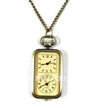 Оптовая продажа, карманные часы с двойным механизмом, желтые кварцевые, бронзовые, хорошего качества, модные часы-брелок, женские, женские, красивые, новые 2024 - купить недорого