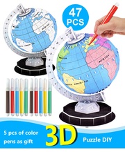 DIY 3D puzzle Globe Model painting puzzles Tellurion color matching Earth models Continents Learning Board Toys for children edu 2024 - buy cheap