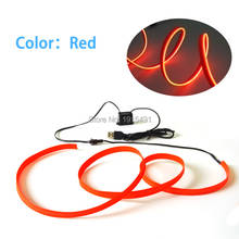 1Meter Bright Red Flexible 2.3mm EL Skirt Wire Fancy Glowing Led Strip Neon Light+5V USB Plug Converter for Christmas Tree Decor 2024 - buy cheap
