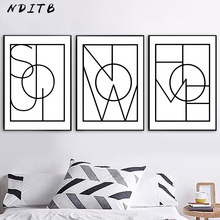 Arte Abstracto en negro y blanco para sala de estar, imagen de pared de estilo nórdico con impresión geométrica en lienzo, arte de pared para sala de estar 2024 - compra barato