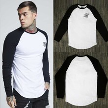 Men Autumn Cotton siksilk T shirt Kanye West Splicing T-shirts Long sleeve Hip Hop T-shirt shirts Top Men Longline tees With 2024 - buy cheap