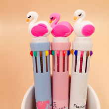 Caneta esferográfica flamingo 0.5mm 10 em 1, caneta para escritório, material de papelaria para crianças, 1 peça, envio aleatório, 10 cores 2024 - compre barato