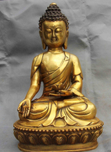 bi001894 12 Tibet Copper Bronze Gild lotus flower Sakyamuni Tathagata God Buddha Statue 2024 - buy cheap