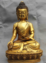 Bi001894 12 Tibet Cobre Bronze Gild flor de lótus Sakyamuni Tathagata Deus Estátua de Buda 2024 - compre barato