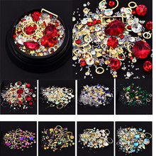 1 Box Mixed Nail Design Colorful Micro Beads and Gemstone Circle 3D Nail Art Glitter Crystal AB Non Hotfix Diamond Rhinestones 2024 - buy cheap
