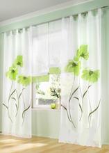 Cortina de voile com janela de painel único, cortina simples de flores, verde/azul/laranja/rosa para quarto 2024 - compre barato