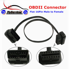 OBDII разъем адаптера плоский тонкий как лапша OBD2 16Pin ELM327 мужчина к женскому локоть расширение OBD 2 ELM327 автомобильный диагностический кабель 2024 - купить недорого