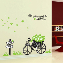 Романтический цветок велосипед стикер на стены Любовь спальня гостиная Декор для дома наклейки на стену роспись художественные наклейки плакат 2024 - купить недорого