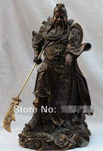 B0602 20 "Китайский чистый Бронзовый Стенд Дракон Гуан Гонг Гуань Юй Воин держать меч статуя 2024 - купить недорого