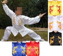 Uniformes de artes marciais unissex, jogo de roupas de desempenho preto/azul para crianças e adultos bordados dragon tai chi kung fu em 5 cores 2024 - compre barato