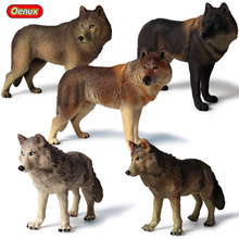 Oenux-Simulación de gran tamaño de animales salvajes, modelo de Lobo, macho, mujer, Lobo, familia de PVC, colección de figuras de acción 2024 - compra barato