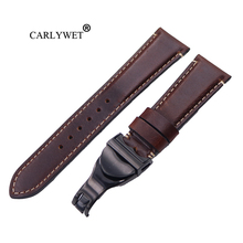 Carlywet 22mm atacado, pulseira de couro genuíno durável, faixa de pulso, pulseira de cinto para iwc tudor seiko 2024 - compre barato