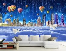 Customized 3D mural wallpaper fantasy sky city cloud sea wonderland sky city TV background wall decoration painting 2024 - buy cheap